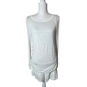 Anthropologie Daily Practice Heather Grey Ruched Long Sleeve Dress Tunic L NWT